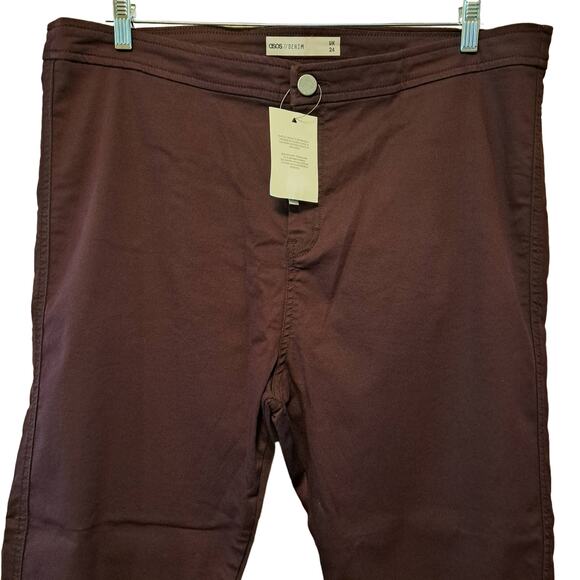 asos Curve Rivington Jeggings Womens Plus Size 20 Oxblood Red High Waist Velvety - Picture 2 of 8